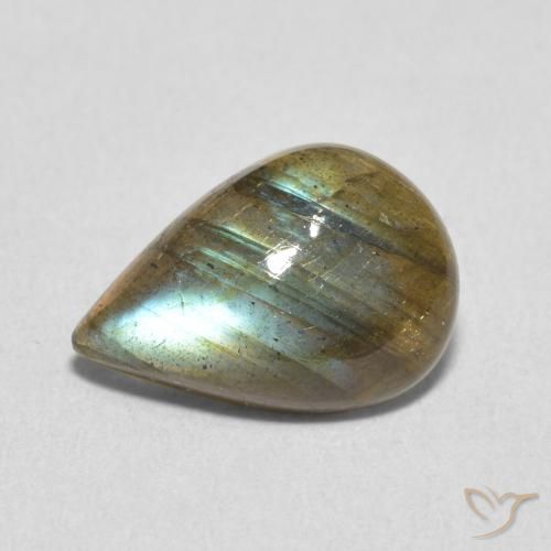 3.35ct 天然 彩色 拉长石, 梨形, 半透明