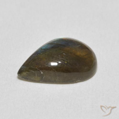 3.35克拉天然拉长石，梨形，半透明