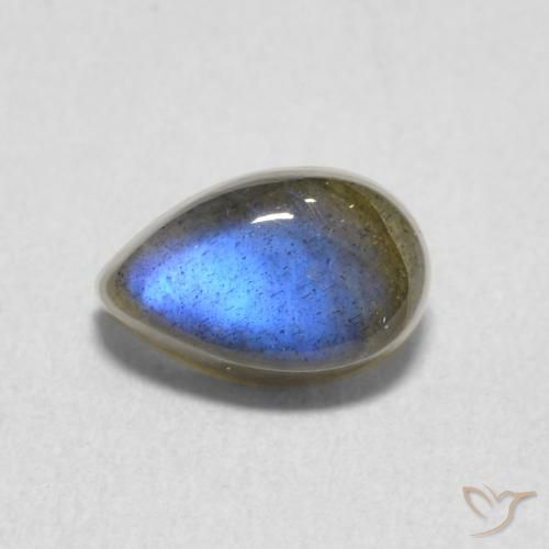 1.18ct 天然 彩色 拉长石, 梨形, 半透明