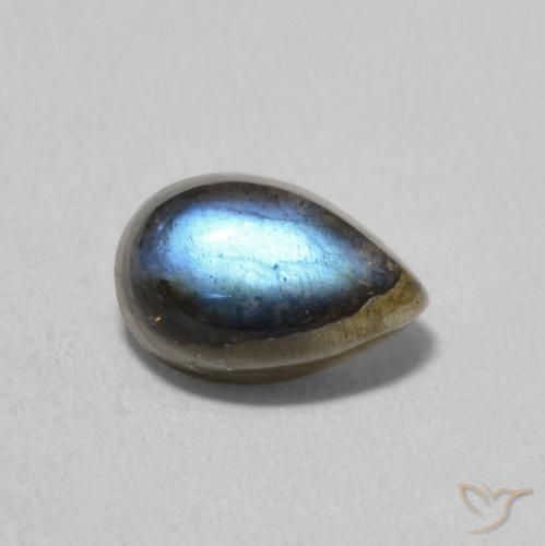1.86ct 天然 彩色 拉长石, 梨形, 半透明