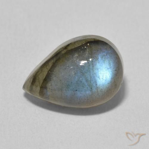 3.90ct 天然 彩色 拉长石, 梨形, 半透明