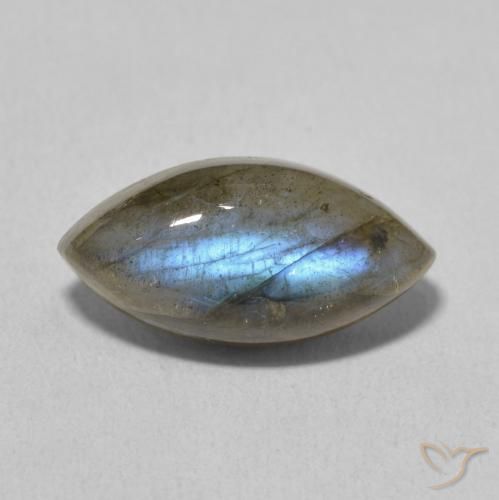 5.37ct 天然 彩色 拉长石, 榄尖形, 半透明