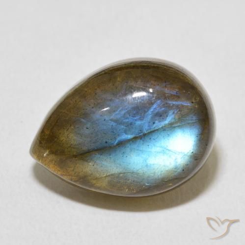 10.10ct 天然 彩色 拉长石, 梨形, 半透明