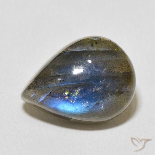 9.64ct 天然 彩色 拉长石, 梨形, 半透明
