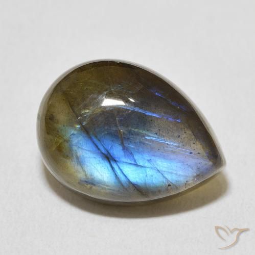 10.57ct 天然 彩色 拉长石, 梨形, 透明