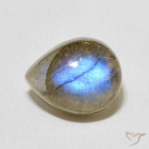 3.91ct 天然 彩色 拉长石, 梨形, 半透明