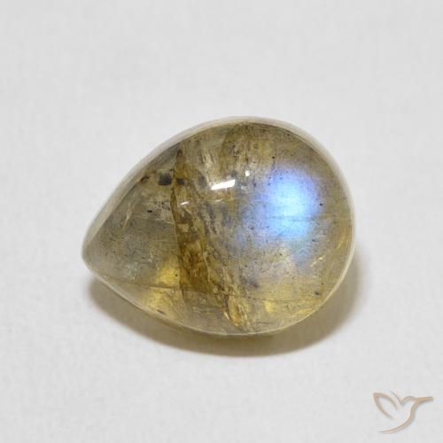 3.95ct 天然 彩色 拉长石, 梨形, 半透明