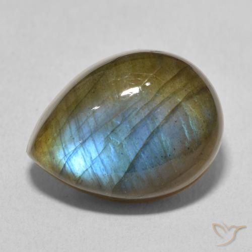 11.00ct 天然 彩色 拉长石, 梨形, 半透明