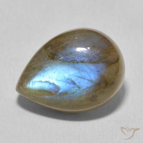 10.14ct 天然 彩色 拉长石, 梨形, 半透明