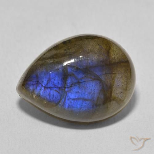 9.73ct 天然 彩色 拉长石, 梨形, 半透明