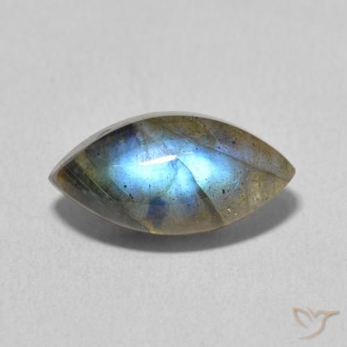 3.87ct 天然 彩色 拉长石, 榄尖形, 半透明