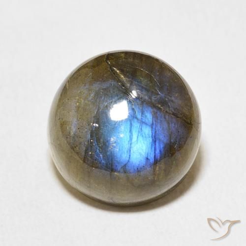 13.51ct 天然 彩色 拉长石, 圆形的, 半透明