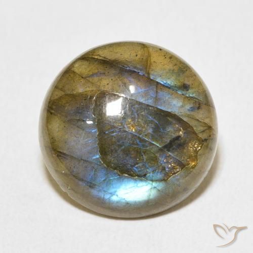 12.33ct 天然 彩色 拉长石, 圆形的, 半透明