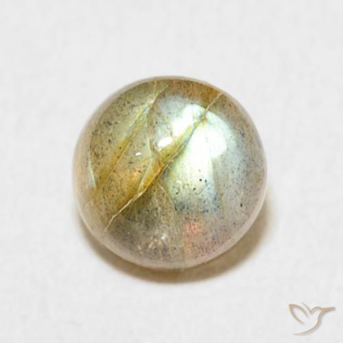 1.66ct 天然 彩色 拉长石, 圆形的, 半透明