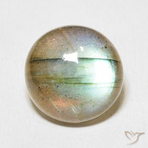 8.34ct 天然 彩色 拉长石, 圆形的, 半透明