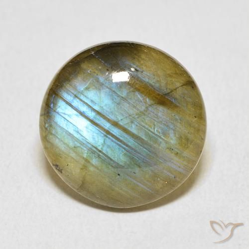 7.10ct 天然 彩色 拉长石, 圆形的, 半透明