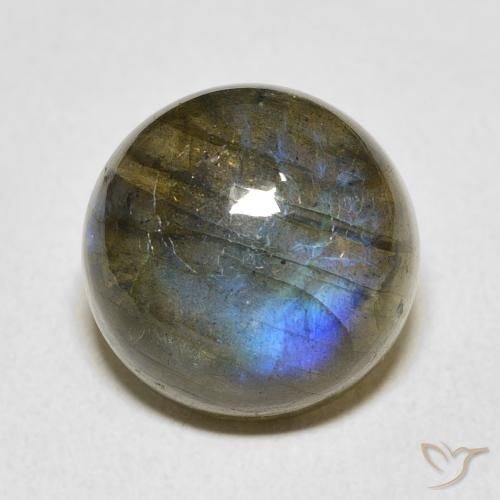12.91ct 天然 彩色 拉长石, 圆形的, 半透明