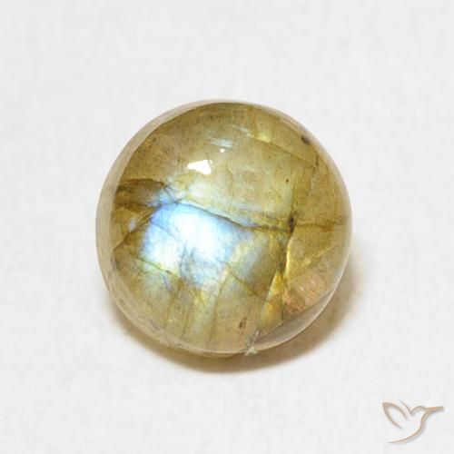 1.33ct 天然 彩色 拉长石, 圆形的, 半透明