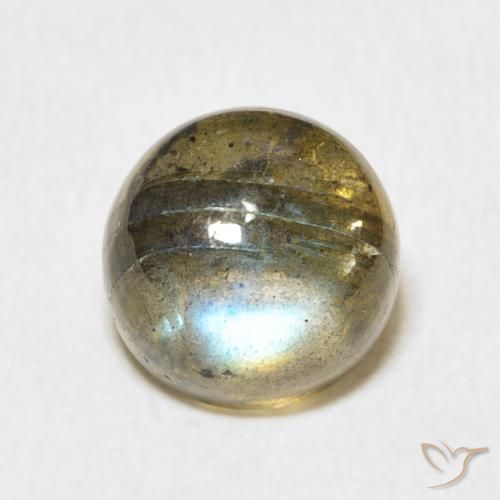 3.82ct 天然 彩色 拉长石, 圆形的, 半透明