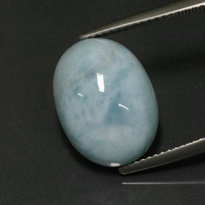9.28克拉天然绿色拉利玛石，椭圆形切割，15.8×11.8毫米，不透明