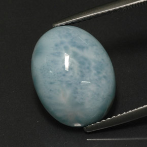 8.85克拉天然绿色拉利玛石，椭圆形切割，15.3×12毫米，不透明
