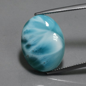 15.87克拉天然拉利玛石，椭圆形切割，20.2×15.2毫米，不透明