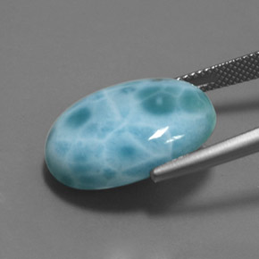 15.77克拉天然拉里马尔，椭圆形切割，不透明