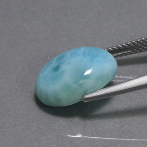 6.54克拉天然绿色拉利玛石，椭圆形切割，14×10.1毫米，不透明