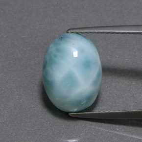 8.07克拉天然绿色拉利玛石，椭圆形切割，13.4×10.1毫米，不透明