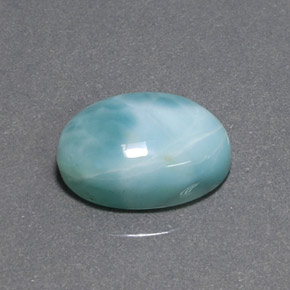 6.80克拉天然绿色拉利玛石，椭圆形切割，14.1×10.1毫米，不透明