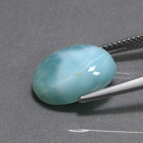 6.80克拉天然绿色拉利玛石，椭圆形切割，14.1×10.1毫米，不透明