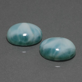 天然绿色拉利玛石，椭圆形切割，14.2×10.2毫米，不透明