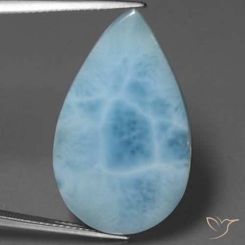 18.24ct 天然 水蓝 拉里马尔, 梨形, 不透明