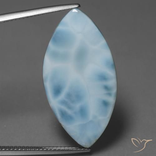 14.85ct 天然 淡蓝色 拉里马尔, 榄尖形, 不透明