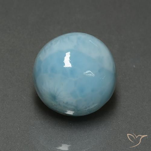 6.82ct 天然 浅蓝色 拉里马尔, 圆形的, 不透明