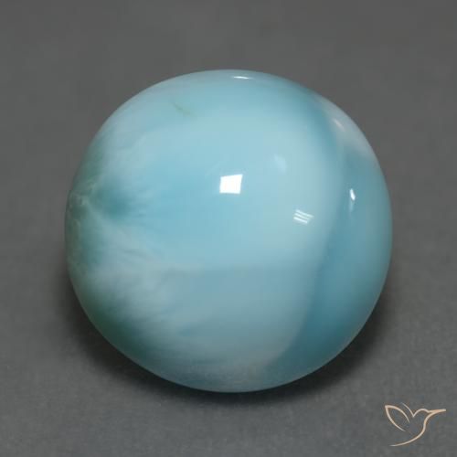6.33ct 天然 亮蓝绿色 拉里马尔, 圆形的, 不透明