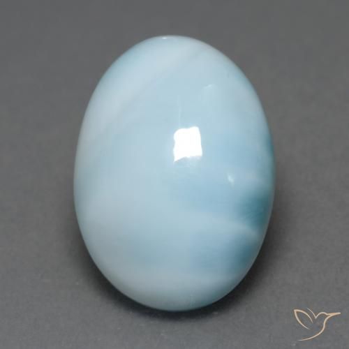 5.91ct 天然 淡天蓝色 拉里马尔, 椭圆形, 半透明