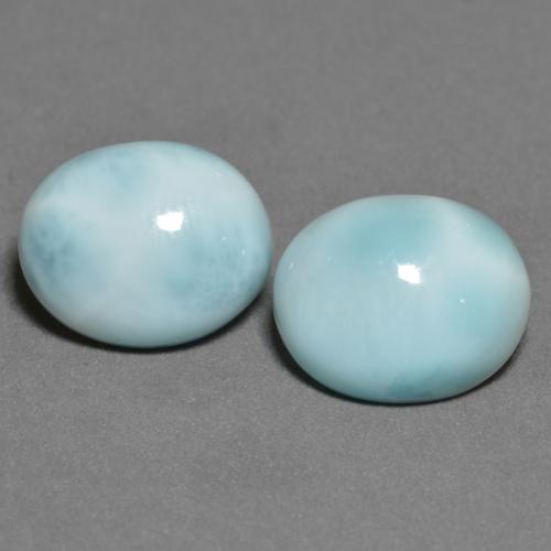 6.86天然拉利玛石，椭圆形切割，11.2×9.1毫米，不透明