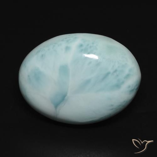 14.08ct 天然 浅绿蓝 拉里马尔, 椭圆形, 不透明