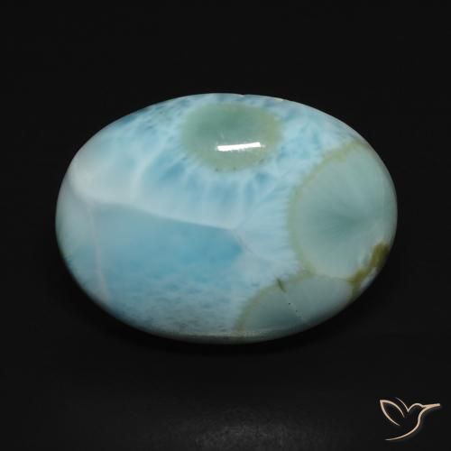 15.77ct 天然 浅绿蓝 拉里马尔, 椭圆形, 不透明