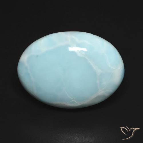 14.16ct 天然 浅绿蓝 拉里马尔, 椭圆形, 不透明