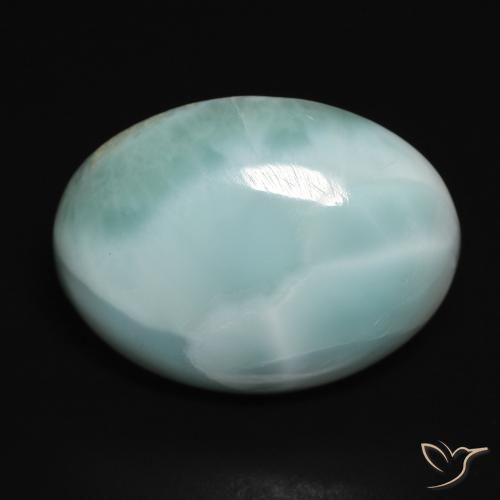 13.77ct 天然 浅绿蓝 拉里马尔, 椭圆形, 不透明