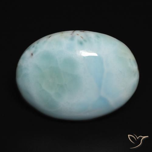 14.11ct 天然 浅绿蓝 拉里马尔, 椭圆形, 不透明