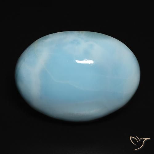 17.89ct 天然 浅蓝绿色 拉里马尔, 椭圆形, 不透明