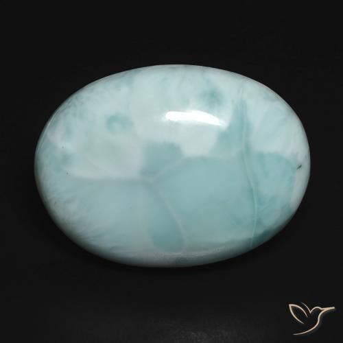 15.28ct 天然 浅绿蓝 拉里马尔, 椭圆形, 不透明