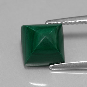 3.95克拉天然绿色孔雀石，方形，7.9×7.9毫米，不透明