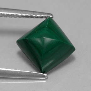3.95克拉天然绿色孔雀石，方形，7.9×7.9毫米，不透明