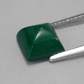 3.95克拉天然绿色孔雀石，方形，7.9×7.9毫米，不透明