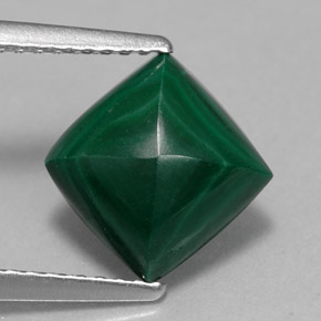 2.91克拉天然绿色孔雀石，方形，8×8毫米，不透明