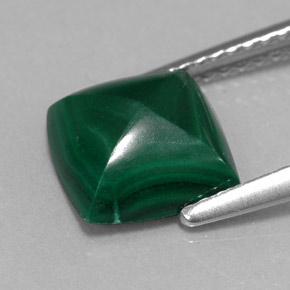 2.91克拉天然绿色孔雀石，方形，8×8毫米，不透明
